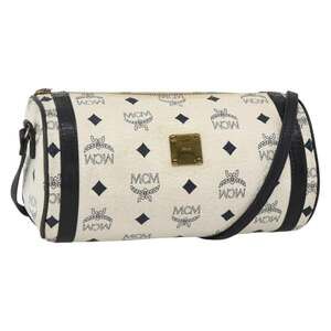 MCM Visetos Logogram Shoulder Bag White Gold